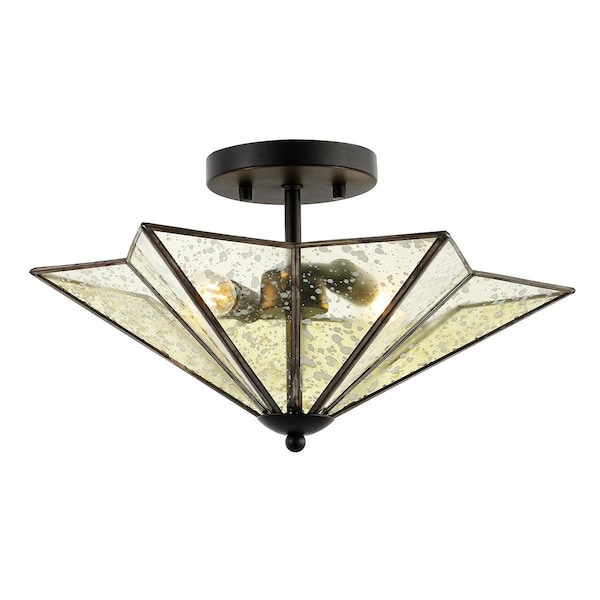 Safavieh Haruna Flush Mount, Black & Clear Mercury Glass FLU4071B - main